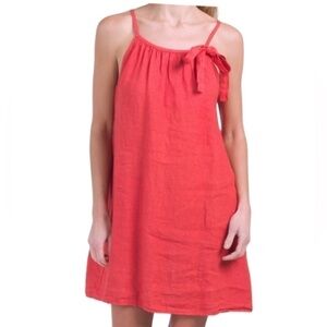 Lungo L'arno Women's Pink Linen Dress Made In Italy Summer Beach Casual Small